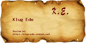Klug Ede névjegykártya